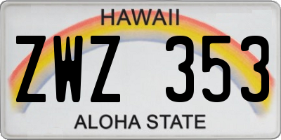 HI license plate ZWZ353