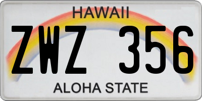 HI license plate ZWZ356