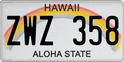 HI license plate ZWZ358