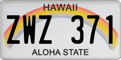 HI license plate ZWZ371