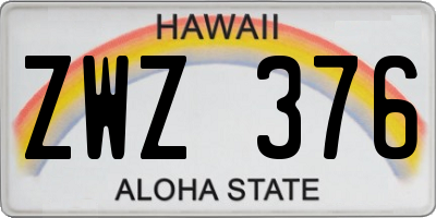 HI license plate ZWZ376