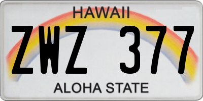 HI license plate ZWZ377