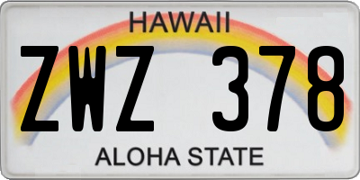 HI license plate ZWZ378