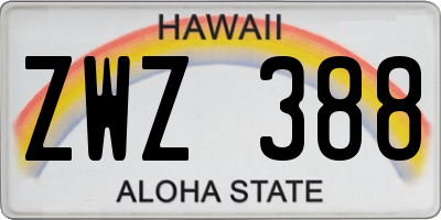 HI license plate ZWZ388