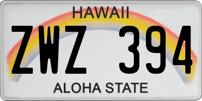 HI license plate ZWZ394