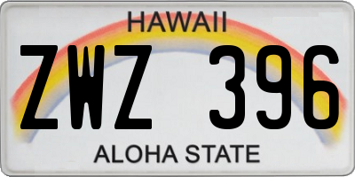 HI license plate ZWZ396