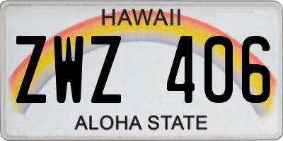 HI license plate ZWZ406