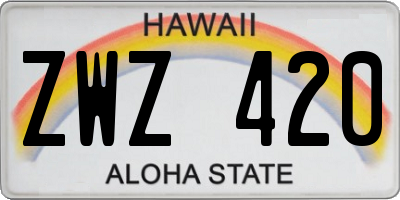 HI license plate ZWZ420