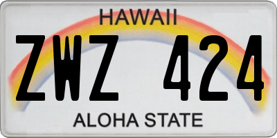 HI license plate ZWZ424
