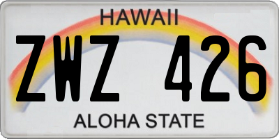 HI license plate ZWZ426