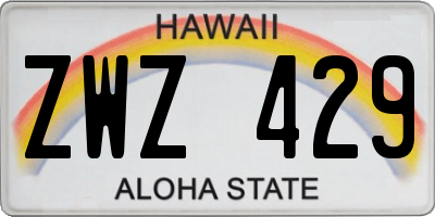 HI license plate ZWZ429