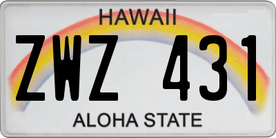 HI license plate ZWZ431