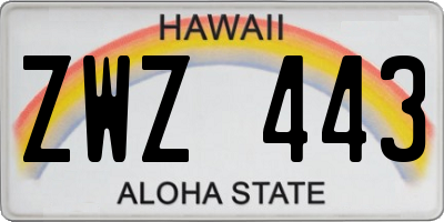 HI license plate ZWZ443