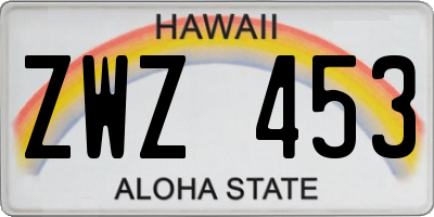 HI license plate ZWZ453