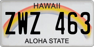 HI license plate ZWZ463