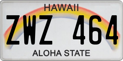 HI license plate ZWZ464