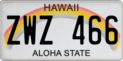 HI license plate ZWZ466