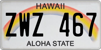 HI license plate ZWZ467