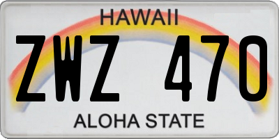 HI license plate ZWZ470