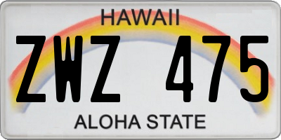 HI license plate ZWZ475