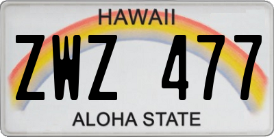 HI license plate ZWZ477