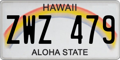 HI license plate ZWZ479