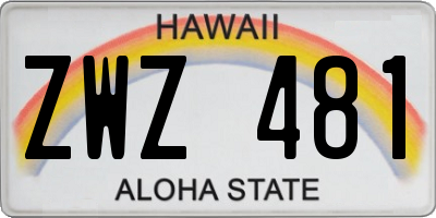 HI license plate ZWZ481