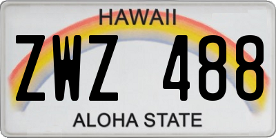 HI license plate ZWZ488