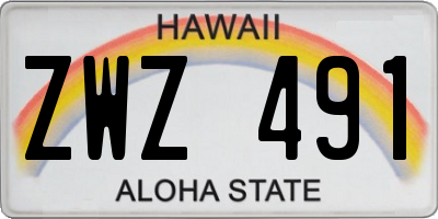 HI license plate ZWZ491