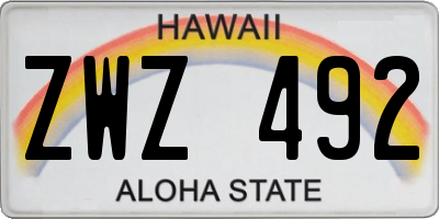 HI license plate ZWZ492