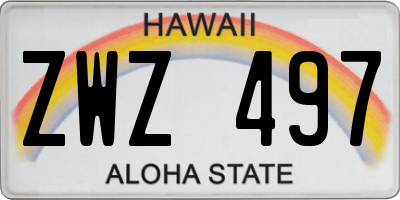 HI license plate ZWZ497