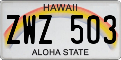 HI license plate ZWZ503