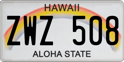 HI license plate ZWZ508