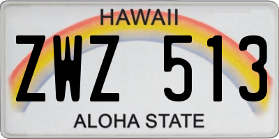 HI license plate ZWZ513