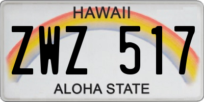 HI license plate ZWZ517