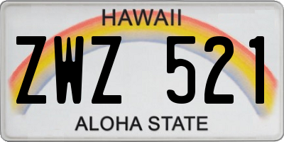 HI license plate ZWZ521