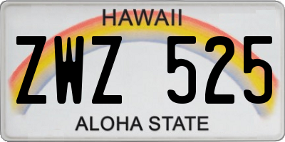HI license plate ZWZ525