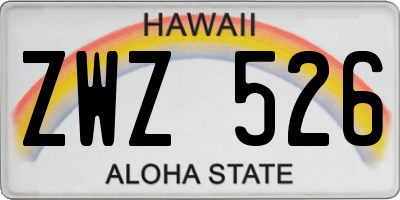 HI license plate ZWZ526