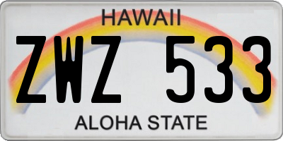 HI license plate ZWZ533