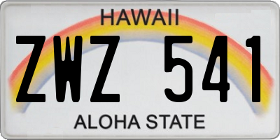 HI license plate ZWZ541
