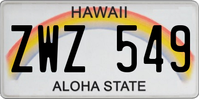 HI license plate ZWZ549