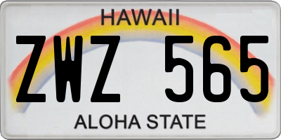 HI license plate ZWZ565