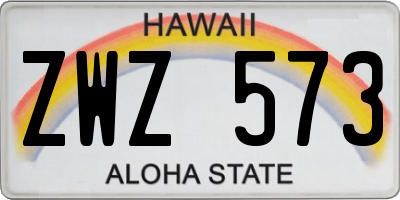 HI license plate ZWZ573