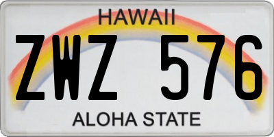 HI license plate ZWZ576