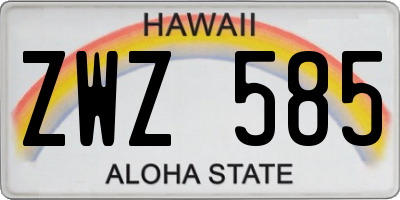 HI license plate ZWZ585