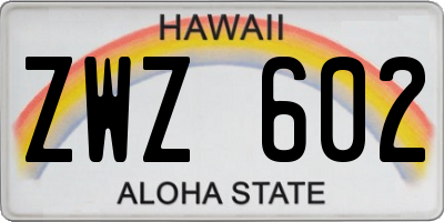 HI license plate ZWZ602