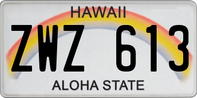 HI license plate ZWZ613
