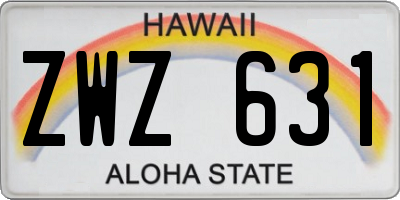 HI license plate ZWZ631