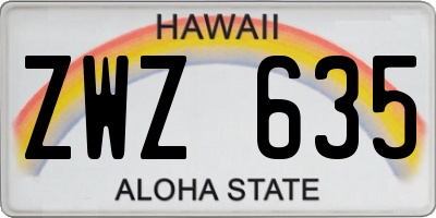 HI license plate ZWZ635
