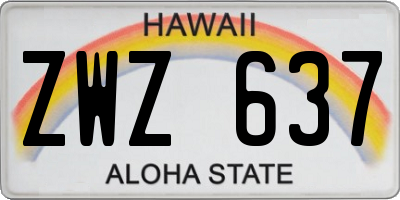 HI license plate ZWZ637